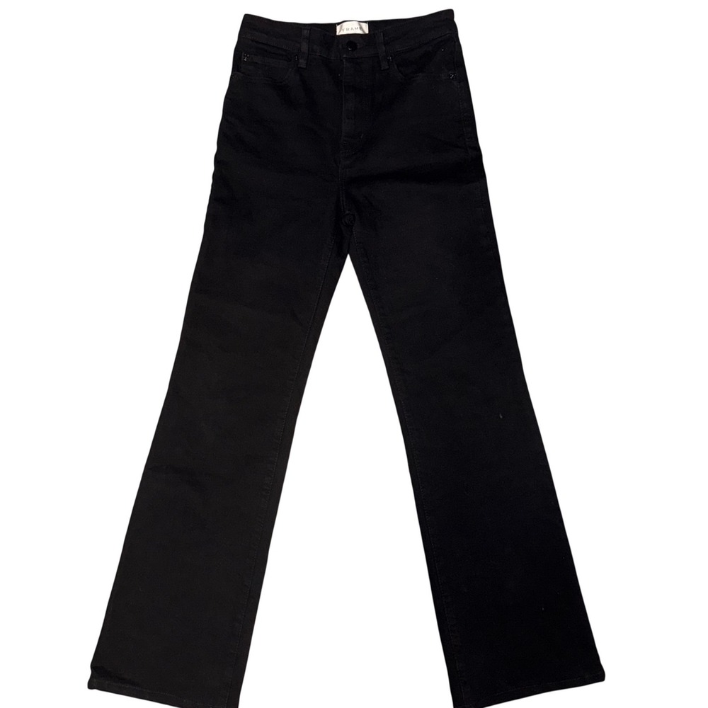 Frame The Arrow Jeans 26 Black Straight Leg Smokescreen Denim Minimalist Chic
